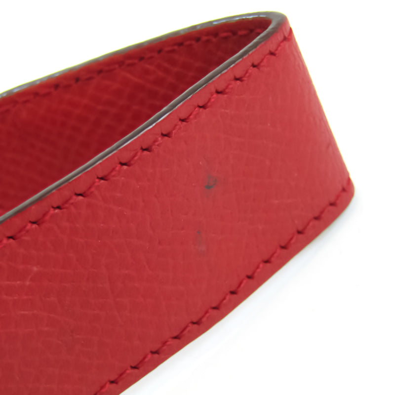 Hermes Artemis Leather,Metal Bracelet Gold,Red