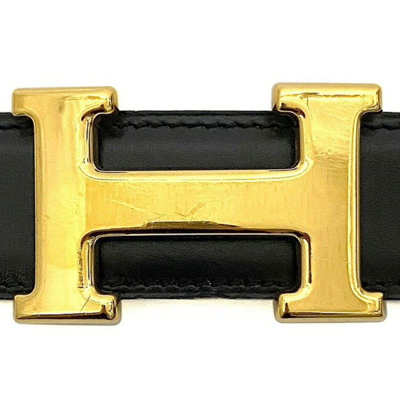 Hermes H Belt Black Brown Gold Constance Leather GP Box Calf Muffler Taurillon Cremas  X Engraved HERMES 3mm 73cm Waist Ladies