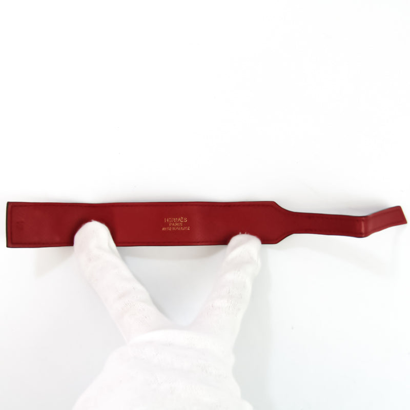 Hermes Artemis Leather,Metal Bracelet Gold,Red