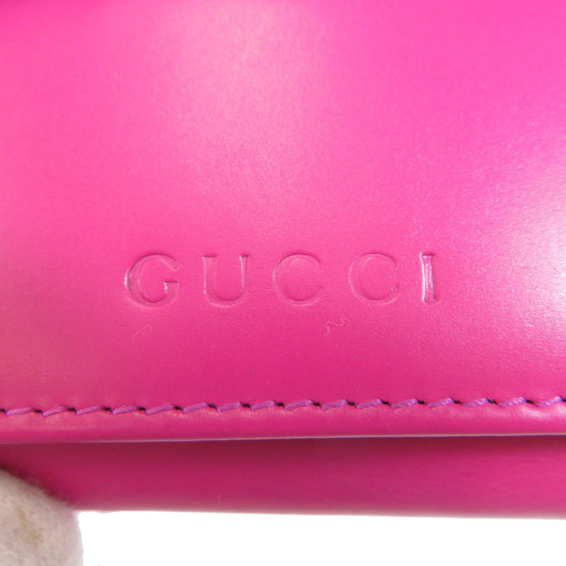 Gucci 75707 logo embossed key case leather ladies