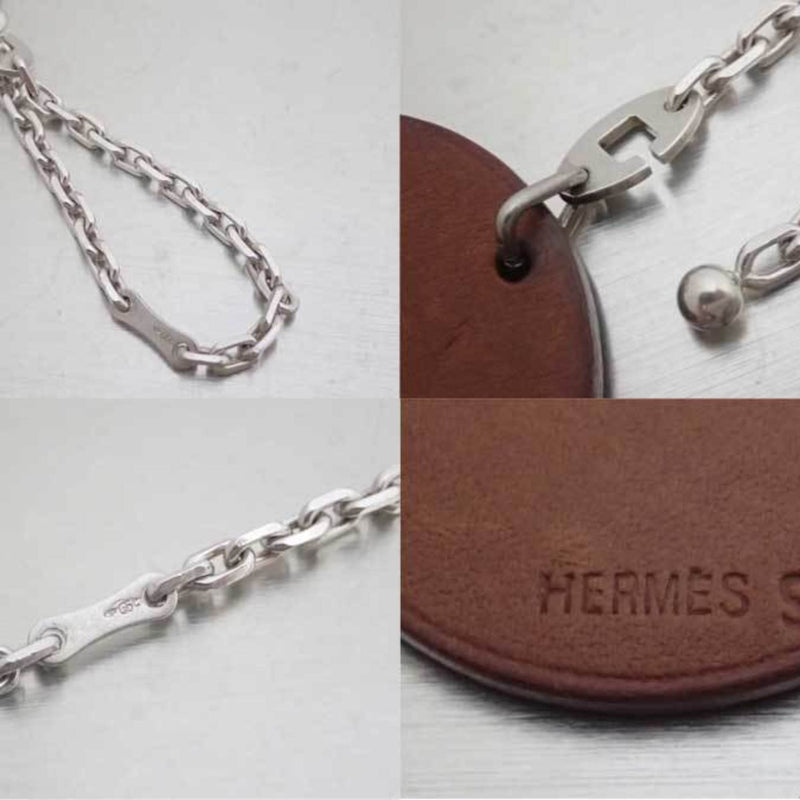 Hermes Charm Animal Motif Bear Brown Leather Bag Keychain Womens Mens