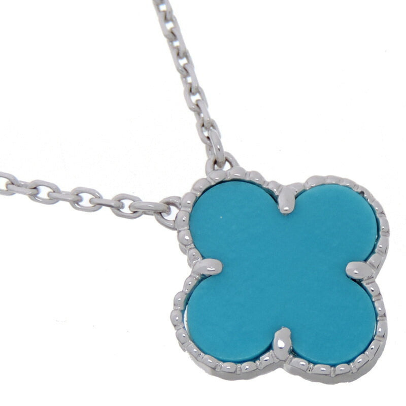 Van Cleef & Arpels Alhambra Turquoise Women's Necklace 750 White Gold Blue