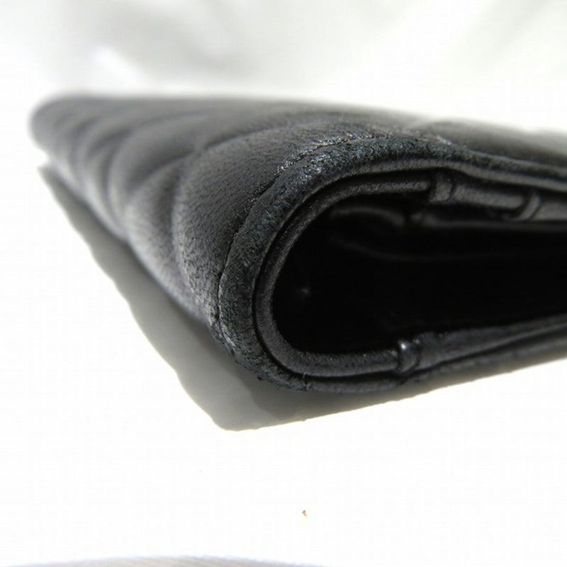 Chanel CHANEL Matrasse Black Lambskin Coco Mark Long Wallet Ladies