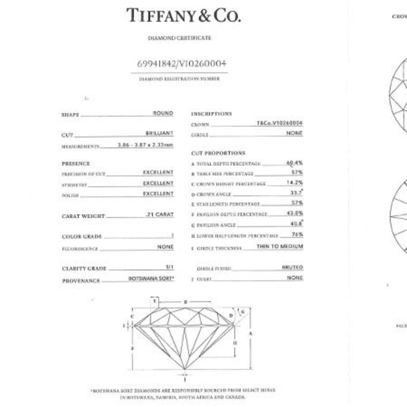 Tiffany TIFFANY & Co. Harmony Diamond 0.21ct (I / SI1 3EX) Solitaire Half Circle Ring Pt950 # 7.5