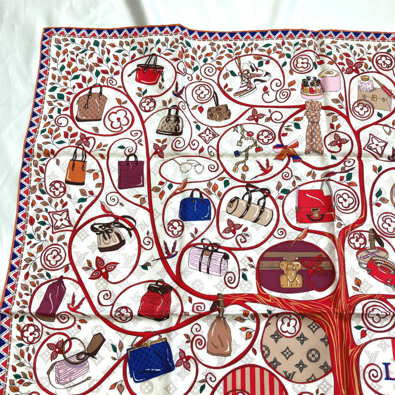 Louis Vuitton Scarf Carre Tree of M76135 100% Silk Red Ladies LOUIS VUITTON