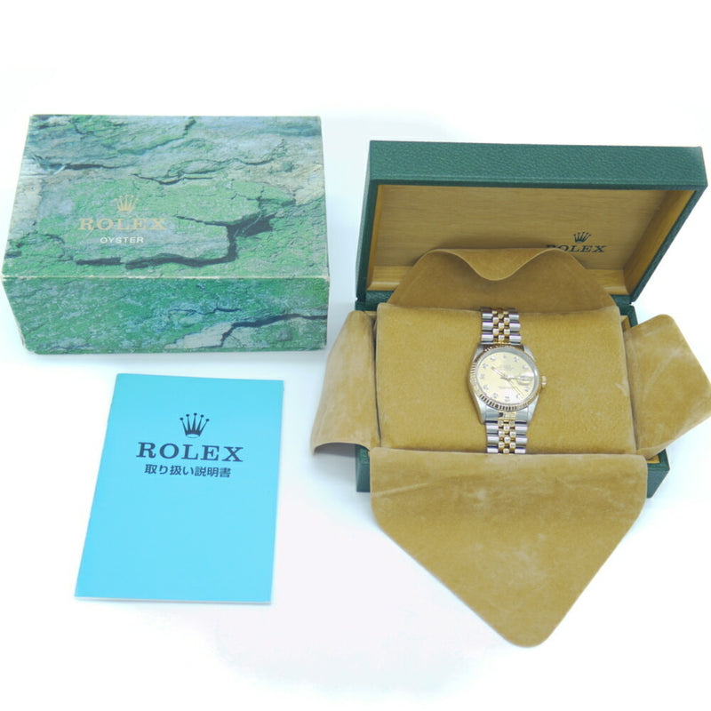 ROLEX Rolex Datejust 10P diamond 16233G T number SS / YG self-winding gold dial watch