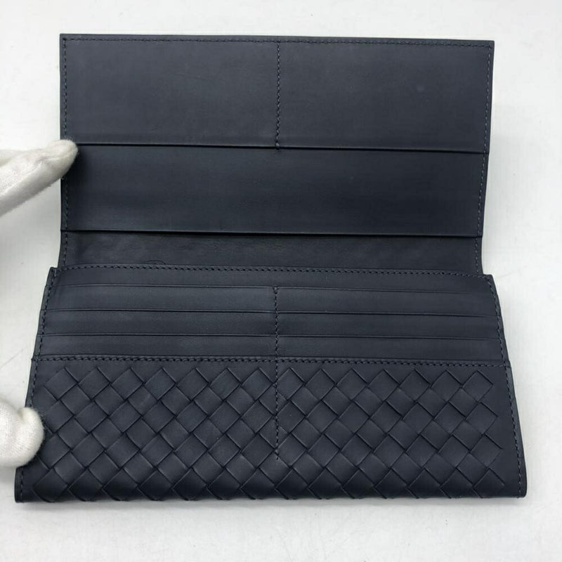 BOTTEGA VENETA 156819 Intrecciato Navy Long Wallet Leather Bottega Veneta