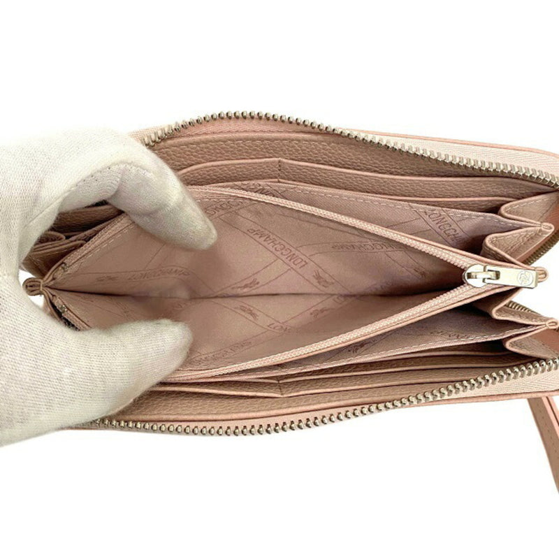 Longchamp L-shaped long wallet Pink Le Flone 3418 021 507 Leather LONGCHAMP Ladies