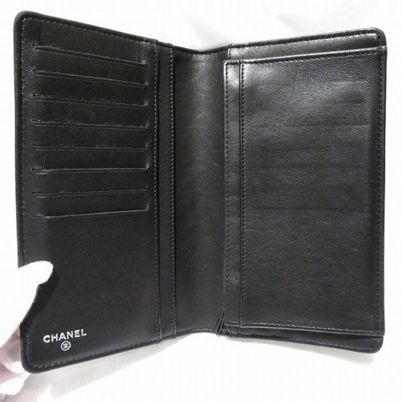 Chanel CHANEL Matrasse Black Lambskin Coco Mark Long Wallet Ladies