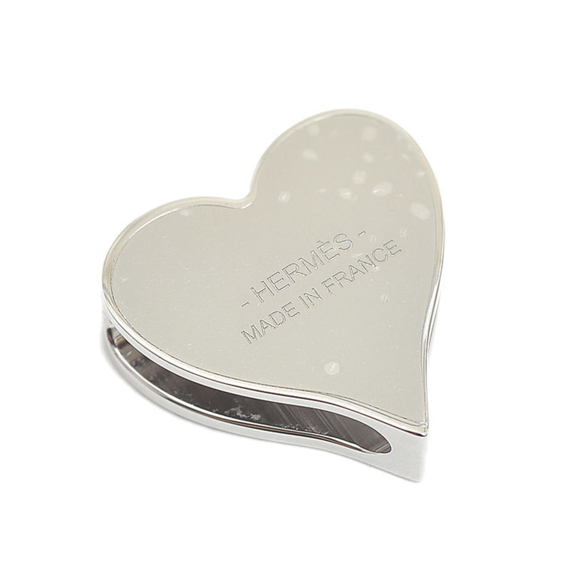 Hermes Scarf Ring Tea Time Heart Metal Rouge Silver