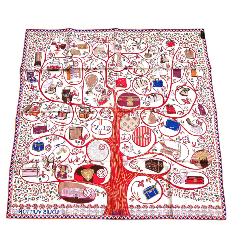 Louis Vuitton Scarf Carre Tree of M76135 100% Silk Red Ladies LOUIS VUITTON