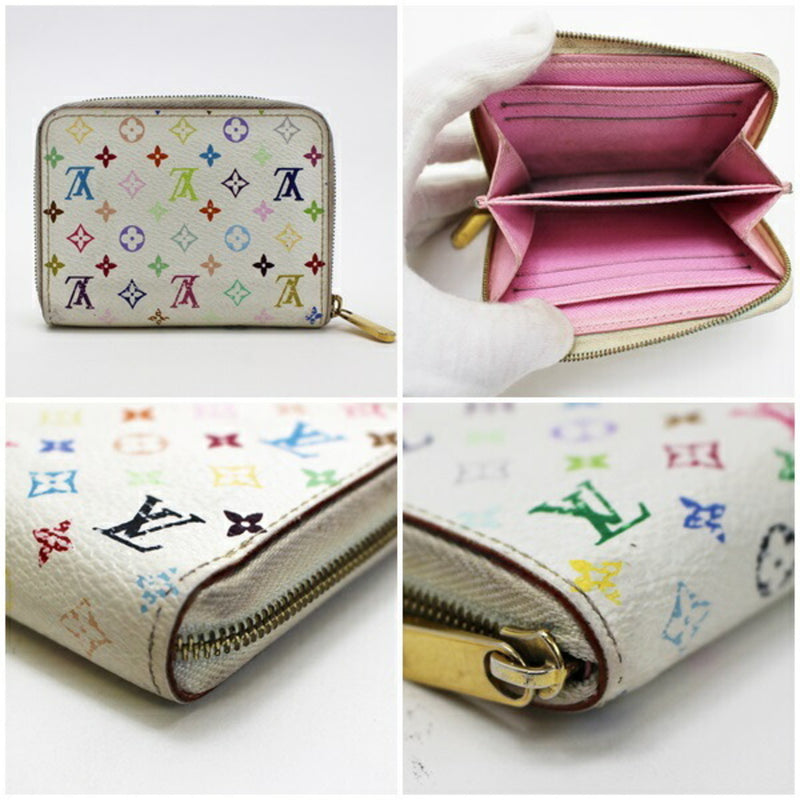 Louis Vuitton Monogram Multicolor Zippy Coin Purse Case M93741 Blanc Rich Ladies Round Zipper