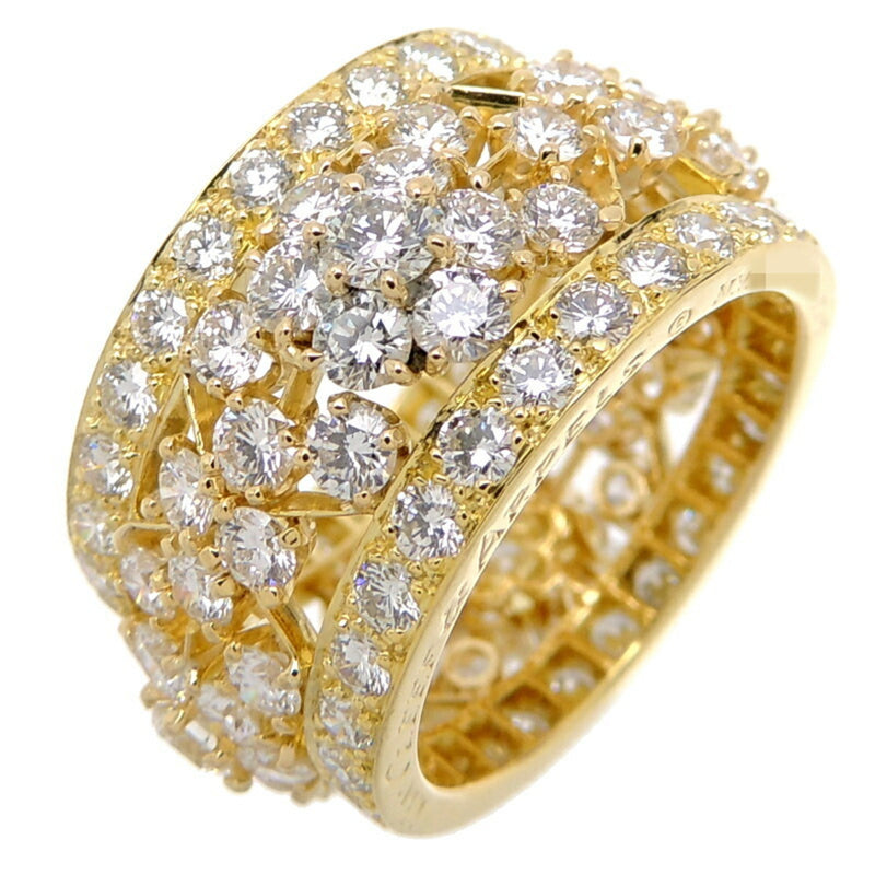 Van Cleef & Arpels 750YG 5.66ct Snowflake Band Diamond Ladies Ring 750 Yellow Gold