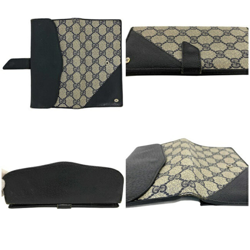 Gucci Navy Beige Collection 64 03 110 Wallet PVC Leather GUCCI W Axco GG Womens Mens