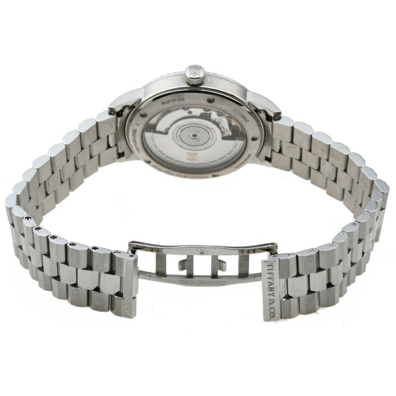 Tiffany CT60 3 Hand Bezel Diamond Ladies Mens Watch 34668353 Stainless Steel Silver Arabian Dial