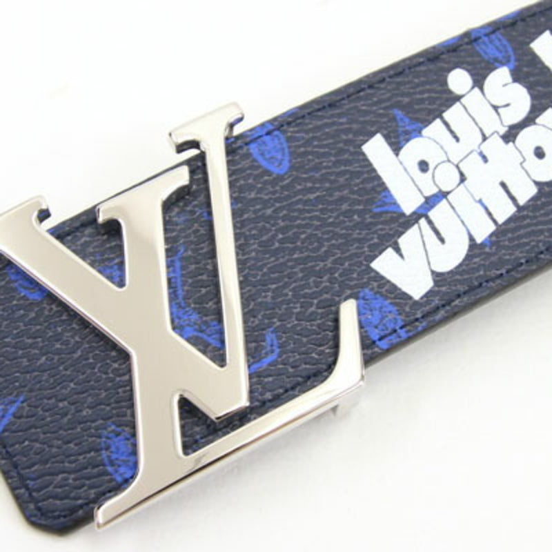 Louis Vuitton Belt Monogram Sainture LV Initial MP302V Navy Blue 85cm Everyday Capsule Collection Reversible Signature Mens Fashion
