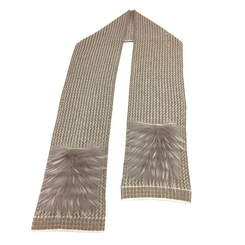 Louis Vuitton Escharp Erna Muffler Shawl Raccoon Fur Mohair M75090