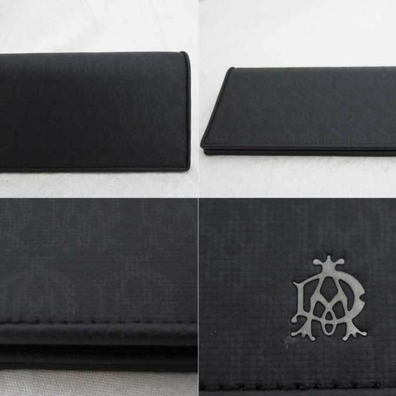 Dunhill dunhill wallet logo black silver metal fittings leather long bi-fold mens