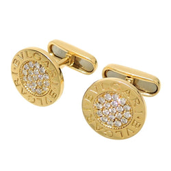 Bvlgari 750YG BB Pave Diamond Men's Cufflinks 750 Yellow Gold