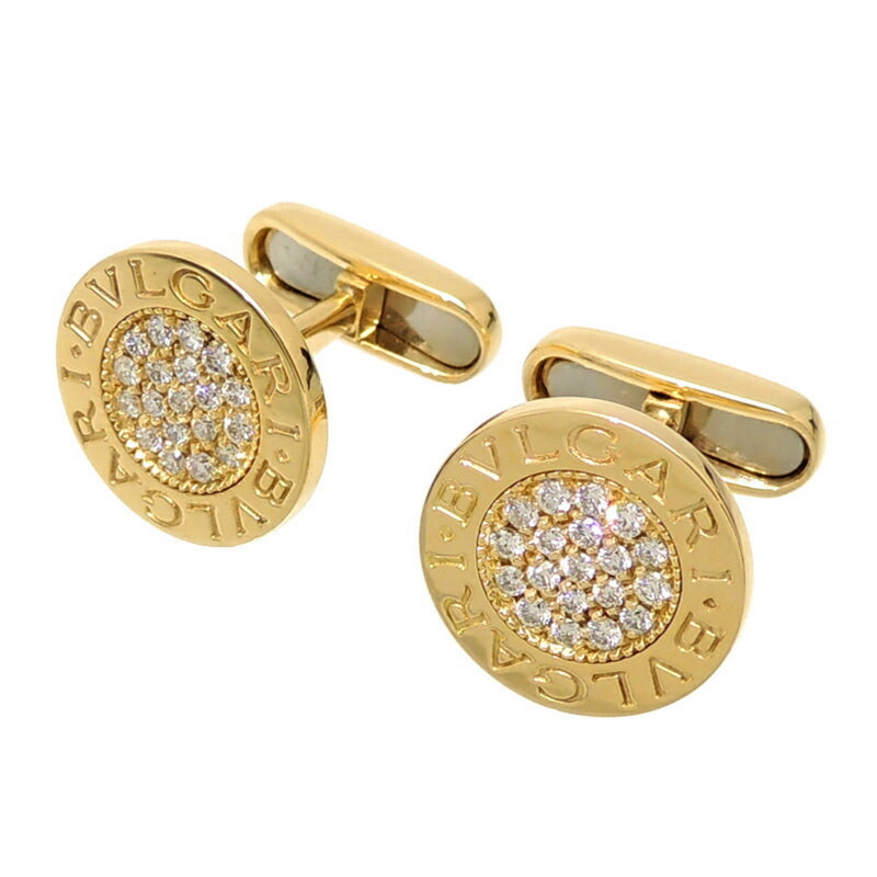 Bvlgari 750YG BB Pave Diamond Men's Cufflinks 750 Yellow Gold