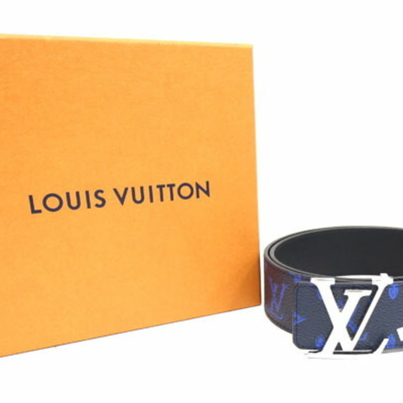 Louis Vuitton Belt Monogram Sainture LV Initial MP302V Navy Blue 85cm Everyday Capsule Collection Reversible Signature Mens Fashion
