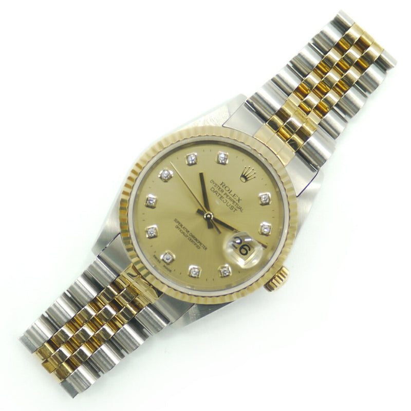 ROLEX Rolex Datejust 10P diamond 16233G T number SS / YG self-winding gold dial watch