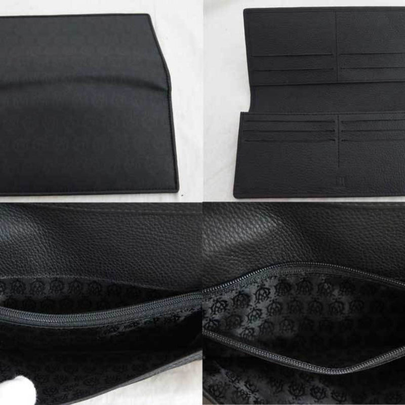 Dunhill dunhill wallet logo black silver metal fittings leather long bi-fold mens