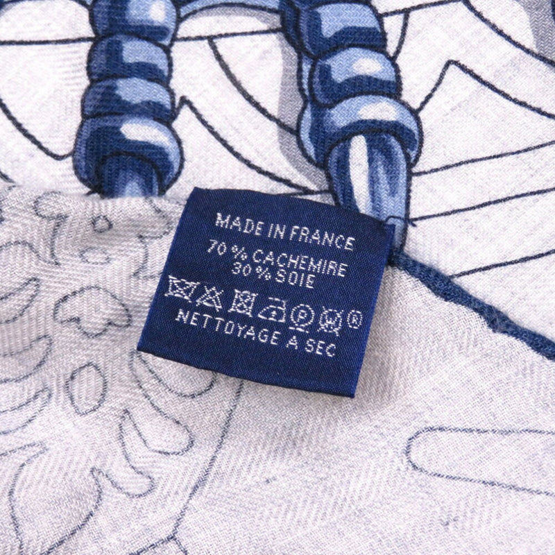 Hermes Carrero Sanju Dragon Cashmere Silk Gray Stole Muffler