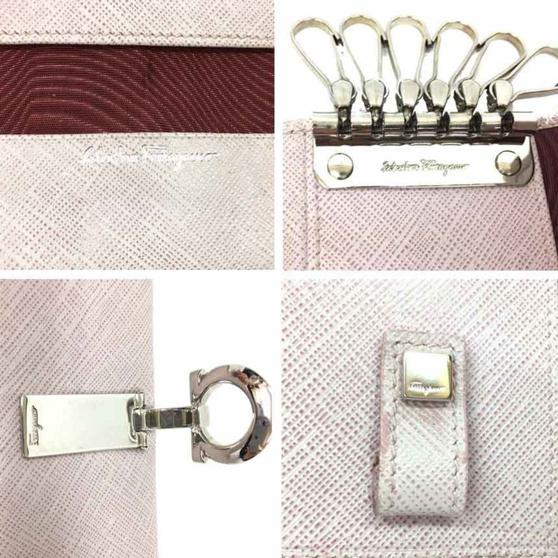 Salvatore Ferragamo Gancio Key Case 224627 Leather Pink Women's Wallet