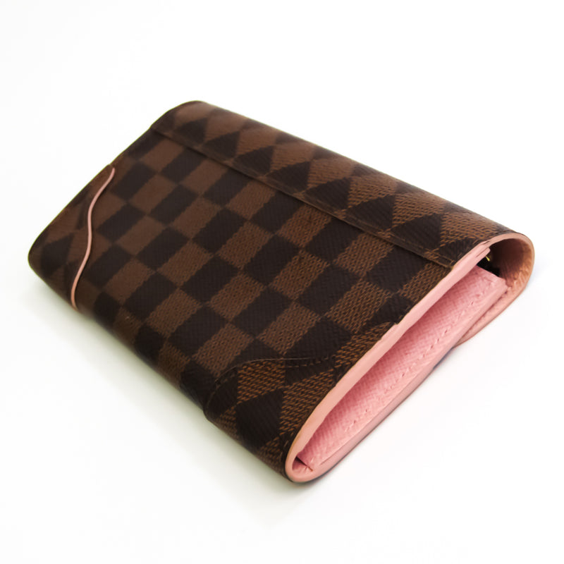 Louis Vuitton Damier Caissa Wallet N61227 Women's Damier Canvas Long Wallet (bi-fold) Ebene,Rose Ballerine