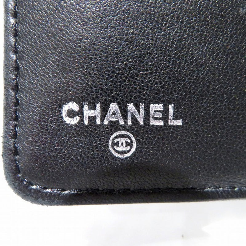 Chanel CHANEL Matrasse Black Lambskin Coco Mark Long Wallet Ladies