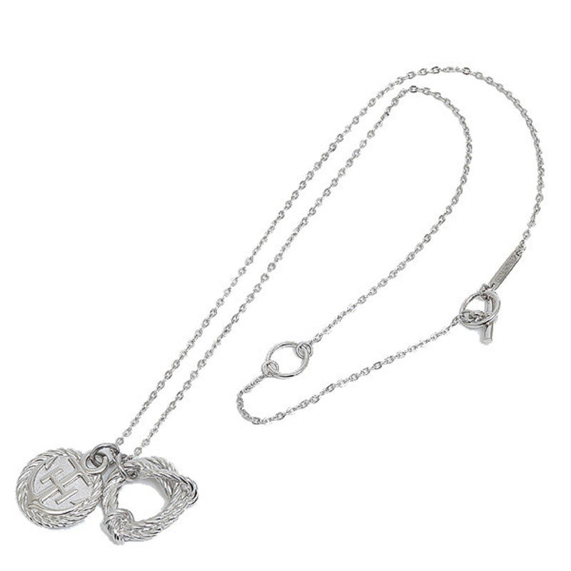Hermes Cordage Rope Necklace Metal Silver Men
