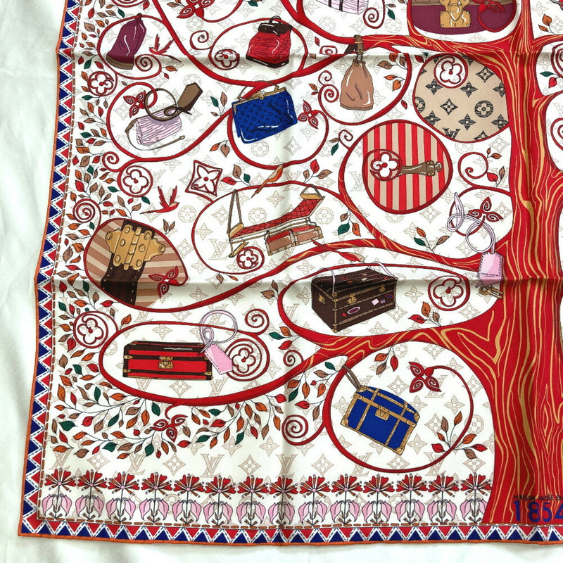 Louis Vuitton Scarf Carre Tree of M76135 100% Silk Red Ladies LOUIS VUITTON