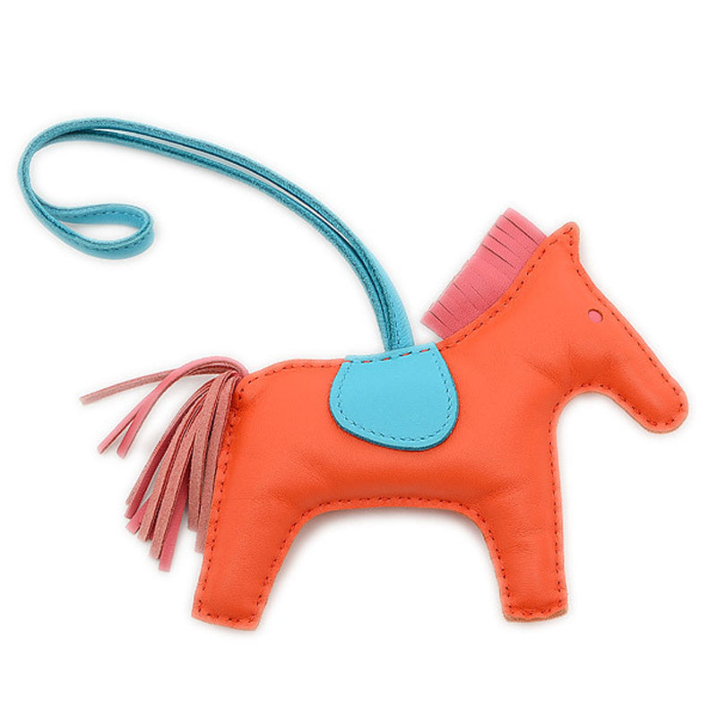 Hermes Rodeo MM Charm Anumilo Orange Poppy Rose Azare Blue Sun Seal