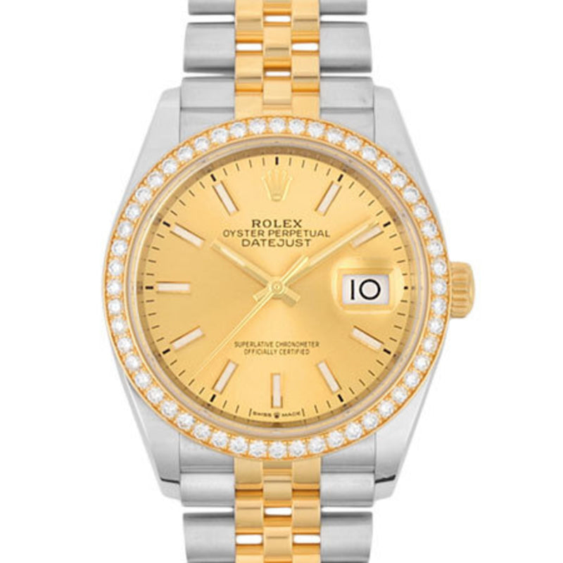 Rolex ROLEX Datejust Diamond Bezel 126283RBR YG x SS Combination Random Mens Watch Self-winding Champagne Dial