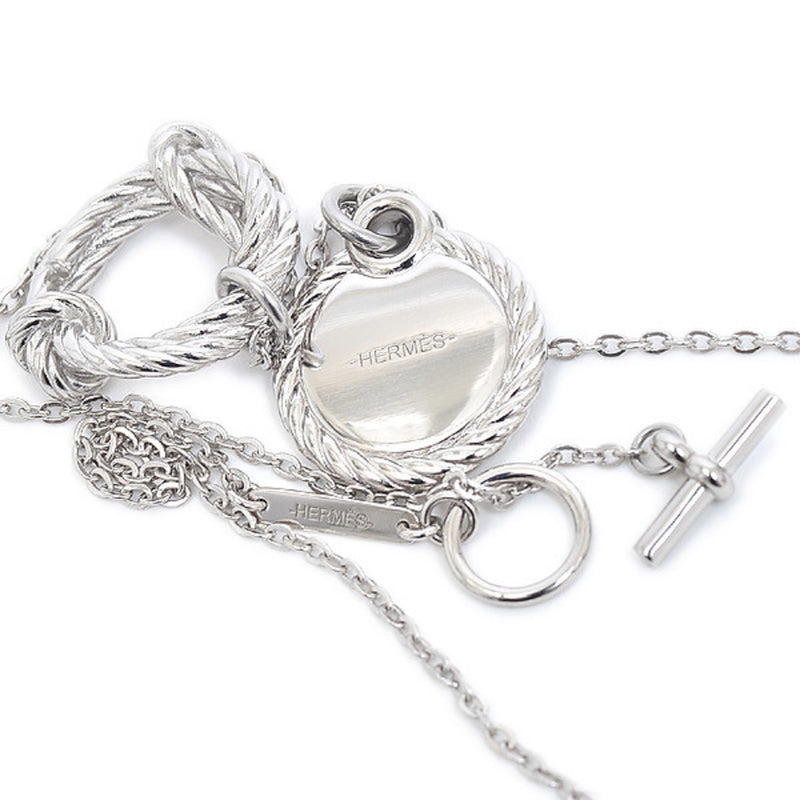 Hermes Cordage Rope Necklace Metal Silver Men