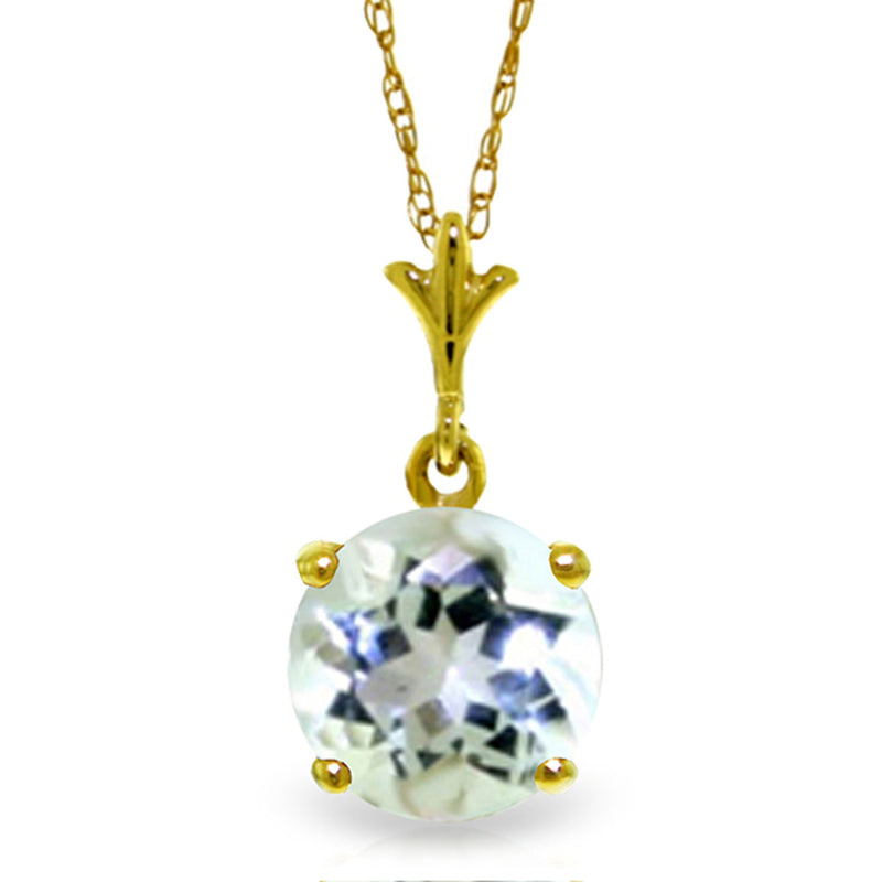 1.15 Carat 14K Solid Yellow Gold Affectionate Aquamarine Necklace
