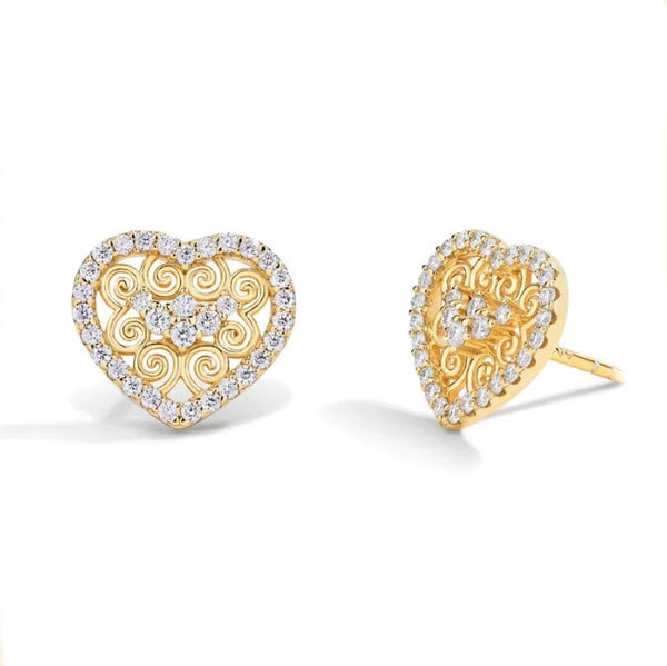 10K Gold Moissanite Heart Earrings for Women