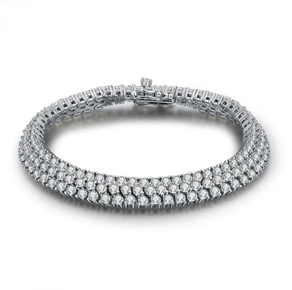 White Gold Plated 925 Silver 2.5mm Round Moissanite Bracelet for Women