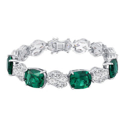 925 Sterling Silver Emerald Ruby Sapphire Diamond Gemstone Bracelet for Women