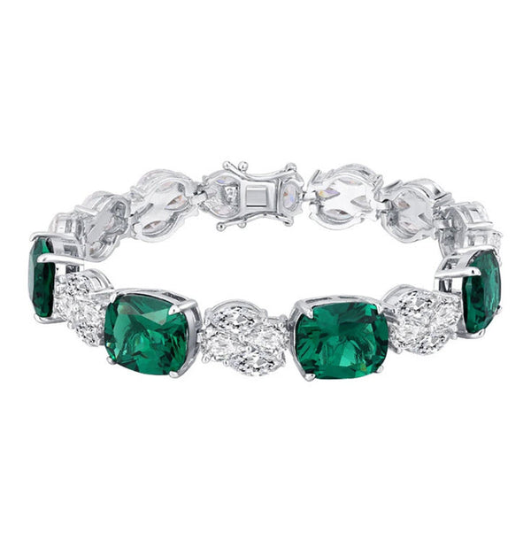 925 Sterling Silver Emerald Ruby Sapphire Diamond Gemstone Bracelet for Women