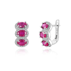 925 Silver Ruby Earrings for Women