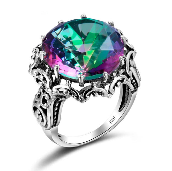 925 Sterling Silver Mystic Topaz Flower Petal Ring for Women