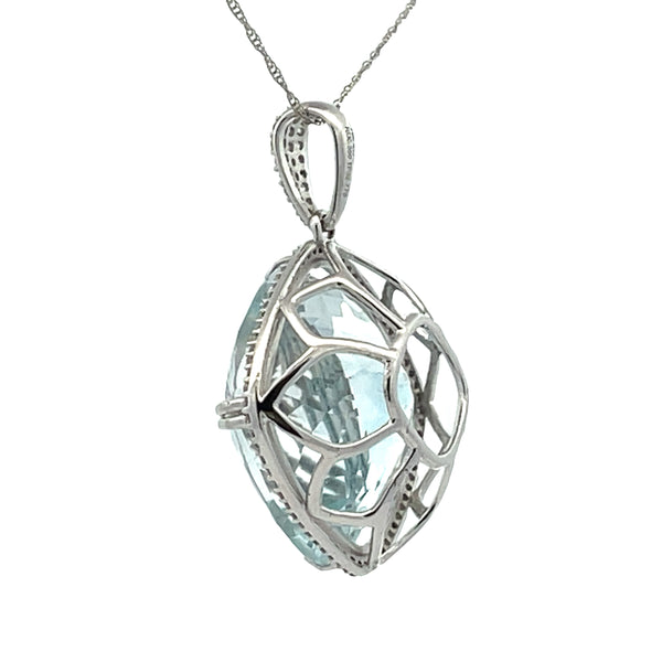 Blue Topaz Diamond Fashion Pendants 14KT White Gold