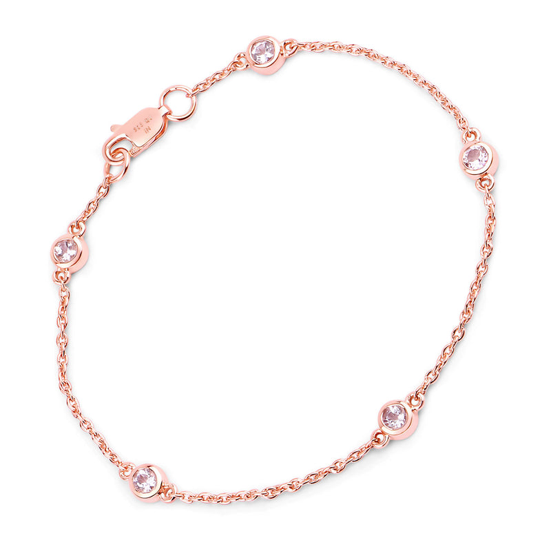 0.45 Carat Genuine Morganite .925 Sterling Silver Bracelet