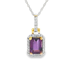 Amethyst Diamond Fashion Pendants 14KT Yellow Gold