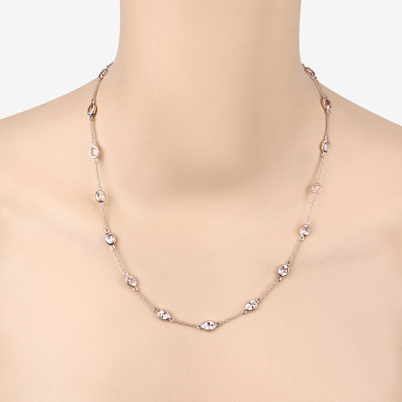 4.86 Carat Genuine Morganite .925 Sterling Silver Necklace