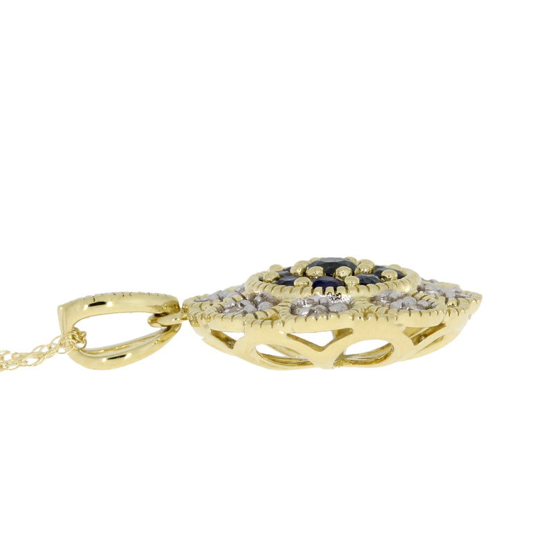 Sapphire Diamond Fashion Pendants 14KT Yellow Gold