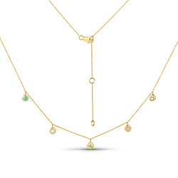 0.57 Carat Genuine Multi Stones 14K Yellow Gold Necklace