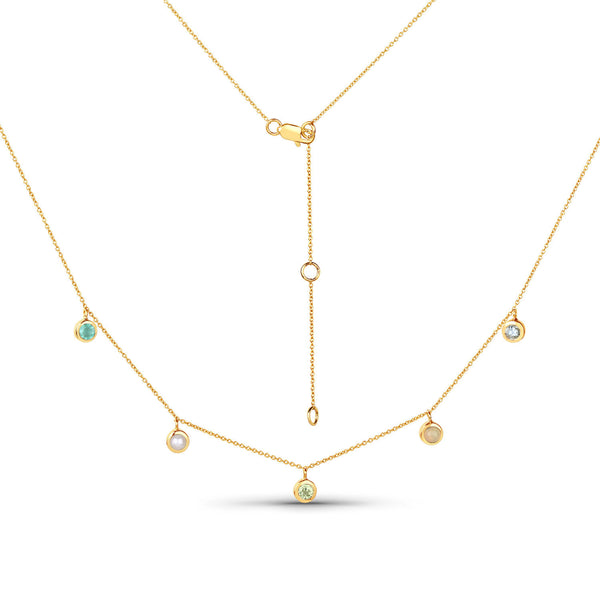 0.57 Carat Genuine Multi Stones 14K Yellow Gold Necklace